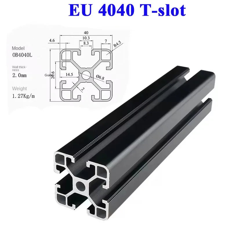 1PC BLACK 4040 4040 T Slot European Standard Anodized Aluminum Profile Extrusion 100-1000mm Linear Rail for CNC 3D Printer
