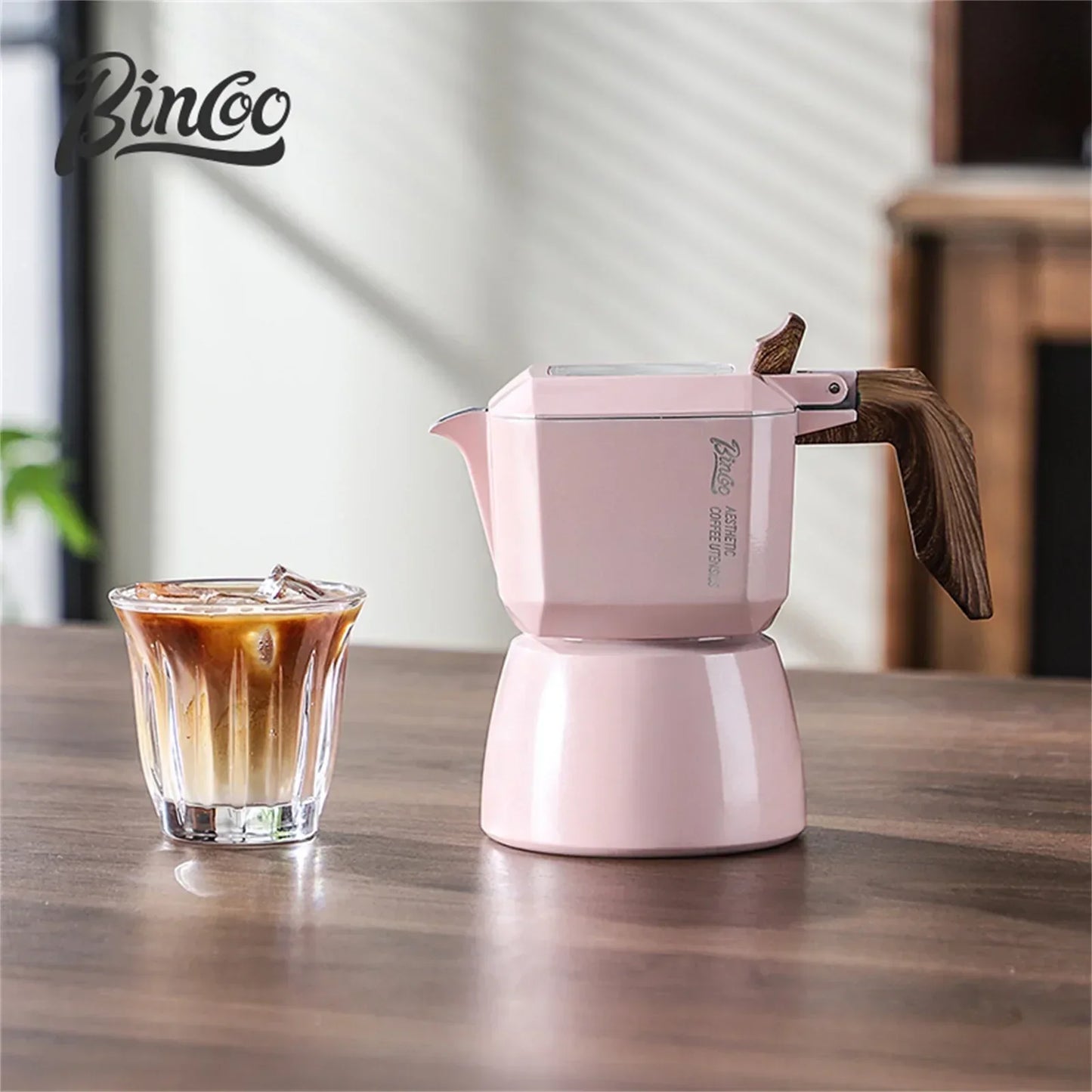 Bincoo Dual Valve Moka Pot 110v-220v Electric Heater Base Espresso Maker Brewed Coffee Mocha Pot Italian Camping Barista Tool
