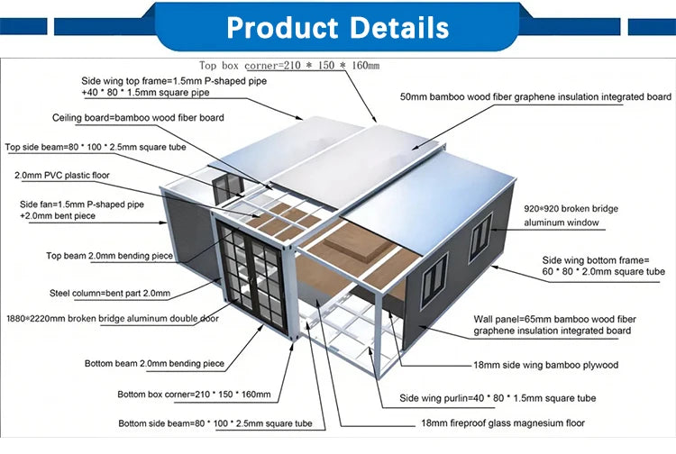 Prefabricated Container House Mobile Expand Container House Portable Small Family Modern Villa Family Waterproof Home Container