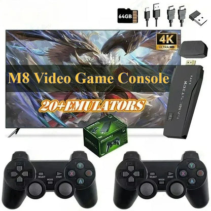 M8 4K HD Output Retro Video Game Console 2.4G Dual Wireless Controller Home TV Plug and Play Game Stick