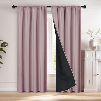 1pc 100% Blackout Curtain, Solid Color Curtains with Rod Pocket, Bedroom Living Room Curtains for Windows Curtain