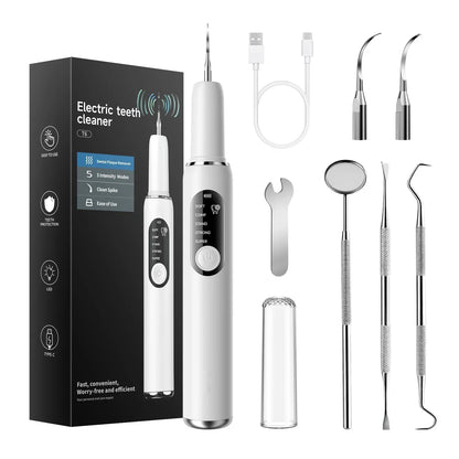 Ultrasonic Electric Dental Scaler High Frequency Vibrating Teeth Cleaner Plaque Calculus Tartar Stains Remover 5 modes with LED