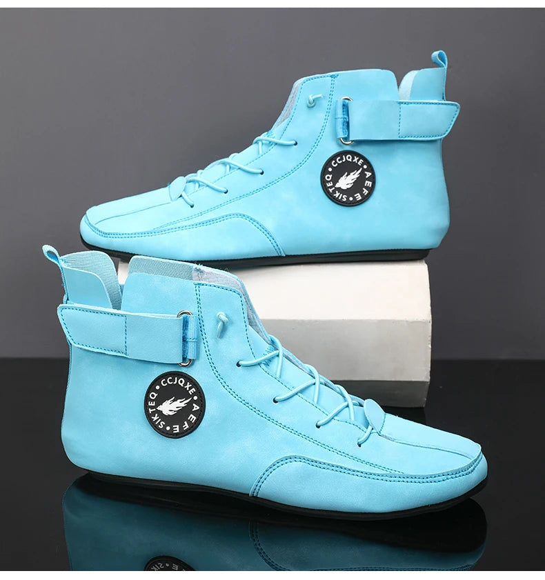 YRZL Men's Shoes Ankle Boots Lightweight Anti-slip Man Casual Walking Shoes Soft Soles Comfortable Breathable Blue Shoes for Men