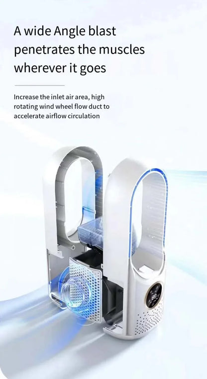 Bladeless Fan Air Cooler Portable Led Display Desktop Fanless Bladeless Cooler Cooling Six Gear Adjustable Fan Office Bedroom