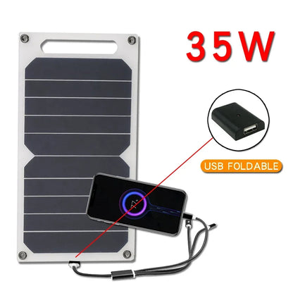 5W 35W 6.8V Portable Waterproof Solar Panel USB Charger for Camping Hiking Phone Battery Bank Mobile Charging