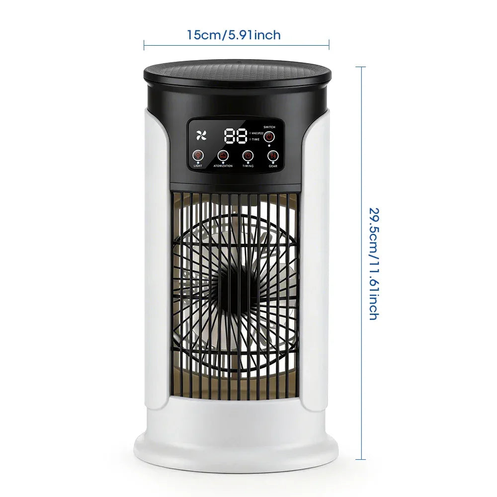 Air Conditioner Portable Desktop Air Cooler Fan with LED Night Light & Humidifier, Mini Mist Cooling Fan for Office Home