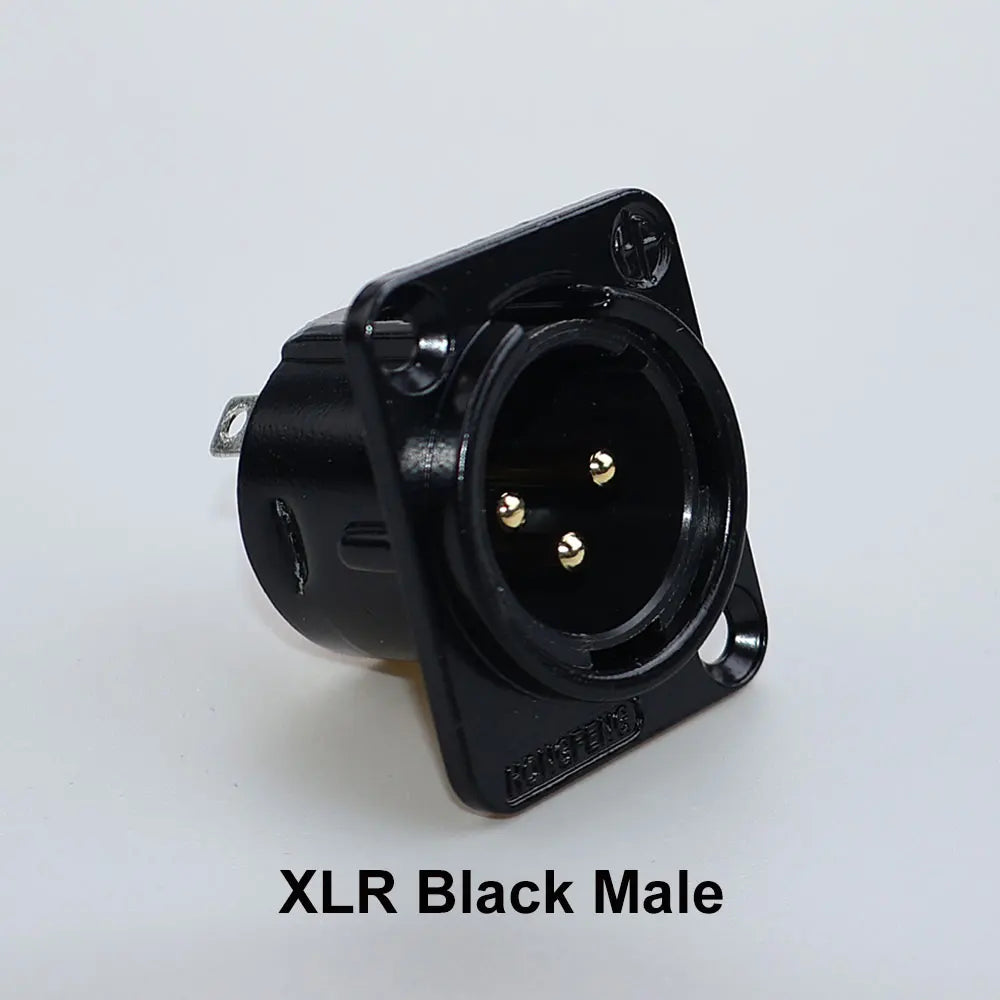 JCD XLR 3Pin Male/Female Microphone Audio Cable Plug Panel Pure Black Silver Copper Gold-Plated XLR Connector Socket