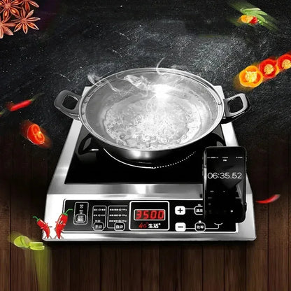 3500W Home High Power Induction Cooker Commercial Flat Desktop Button Stainless Steel Soup Stir-fry Flat Bottom Induction Cooker