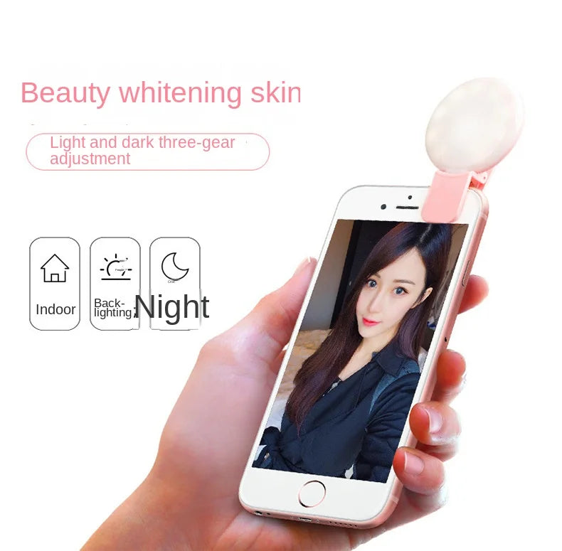 Mini Selfie Ring Light LED Flash Phone Lens Light USB Rechargeable Clip Mobile Phone Fill Lamp Women Selfie Lights