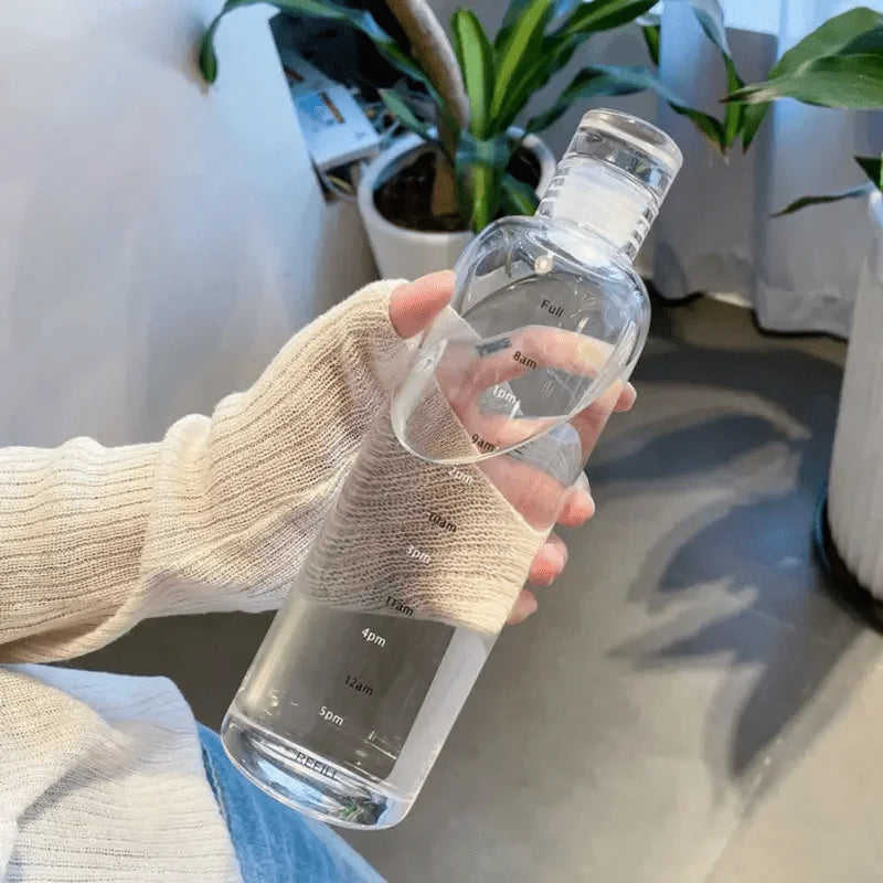 500ml Transparent Leakproof Water Bottle, Anti-Drop Sports Bottle with Time Scale Design, Ideal for Outdoor Use, Hydration on th