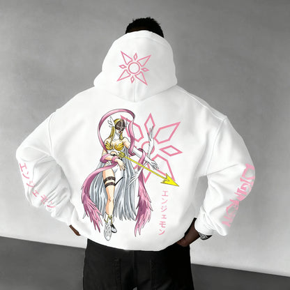 New Oversized Hoodie Men Women Digimon Anime Streetwear Casual Pullover Sweatshirt Hooded Jacket Autumn Winter Y2k Clothes Tops