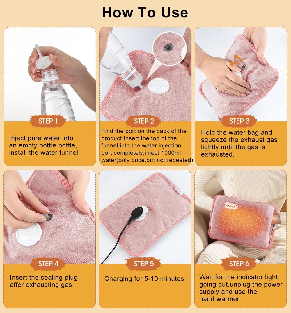Electric Hand Warmer Portable Heated Gloves USB Warming Plush Hot Water Bottle Heating Water Bags Warm Hand Pocket for Winter