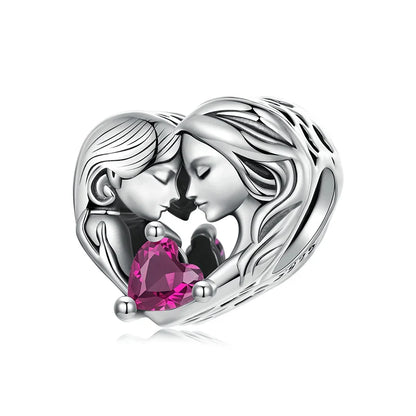 WOSTU Real 925 Sterling Silver Heart Pendents Gifts Charms Beads Fit Original DIY Bracelet Necklace Mother's Day Jewelry for Mom