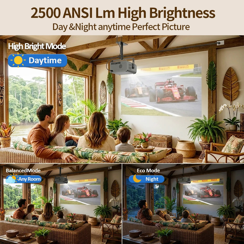 2026 New Smart Projector 2500 ANSI LM Google Play HDR10+ 1920*1080P Full HD Support 8K Video For Home Movie Theater TV Gaming