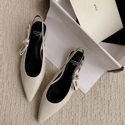 2025 New Fashionable Pointed-toe Buckle Solid Color High-heeled Sandals for Women in Spring and summer  Luxury Shoes