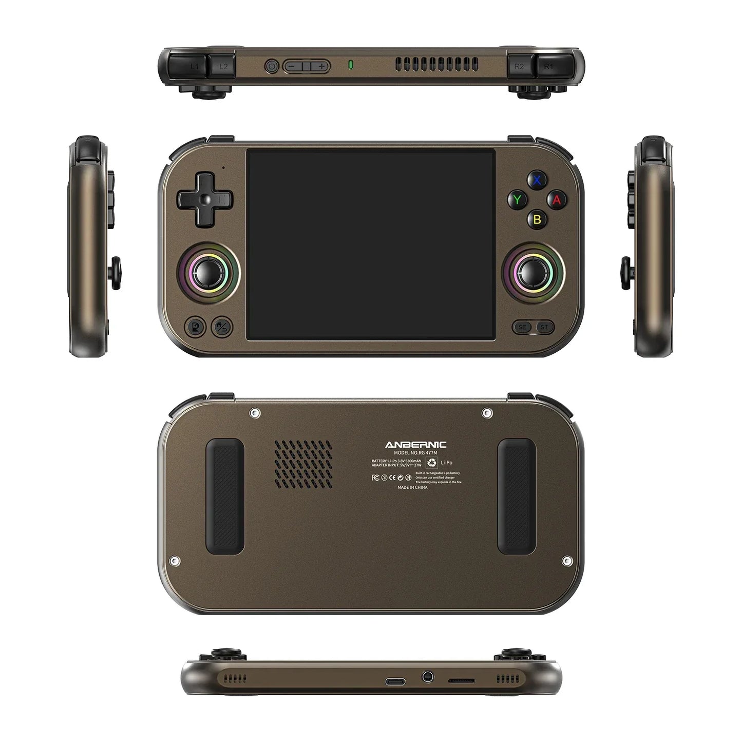 ANBERNIC RG 477M Retro Handheld Game Console 4.7" LTPS In-Cell Screen Android Video Game Player Dimensity 8300 AI Assistant FOTA