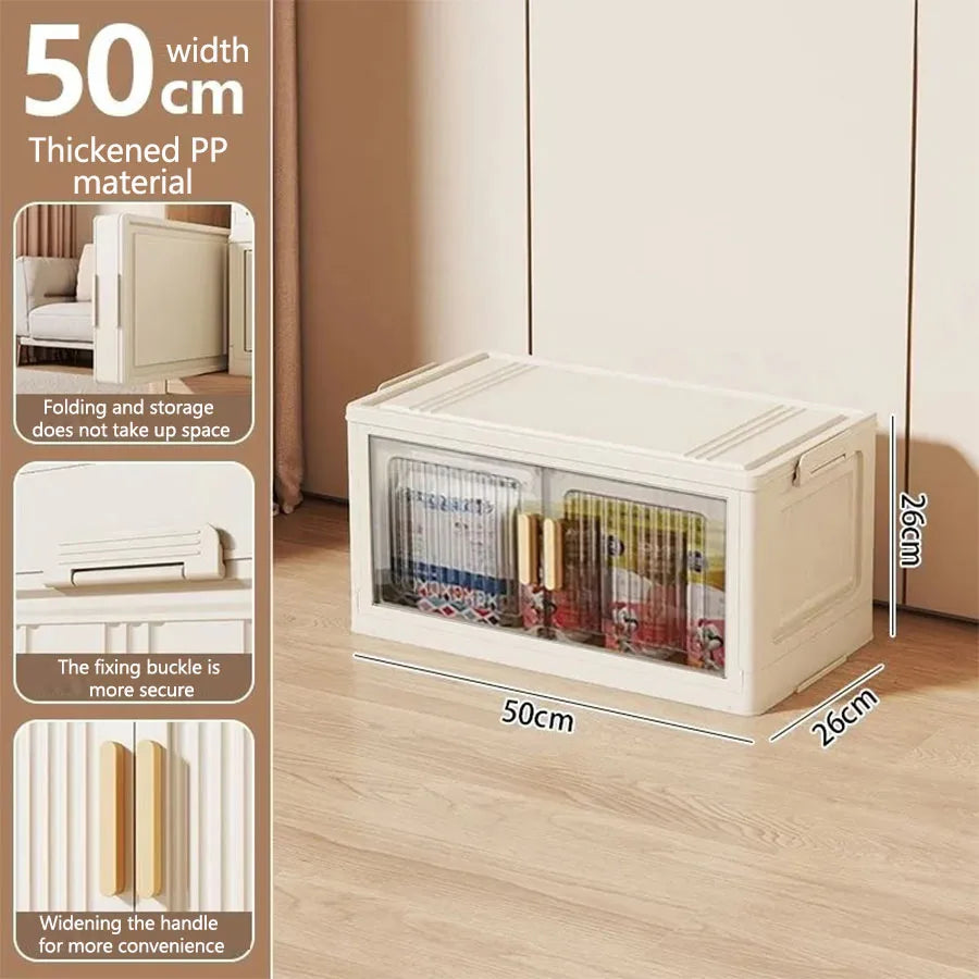 Multi-Functional Folding Storage Cabinet with Doors for Home Office Kitchen Bathroom Organizer White Black Gray