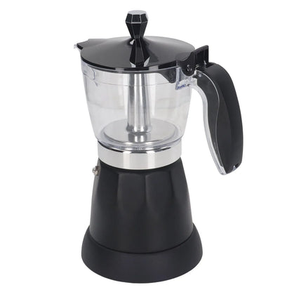 Portable 6 Cup Electric Coffee Maker Transparent Top Italian Coffee Pot Machine 300ML for Home