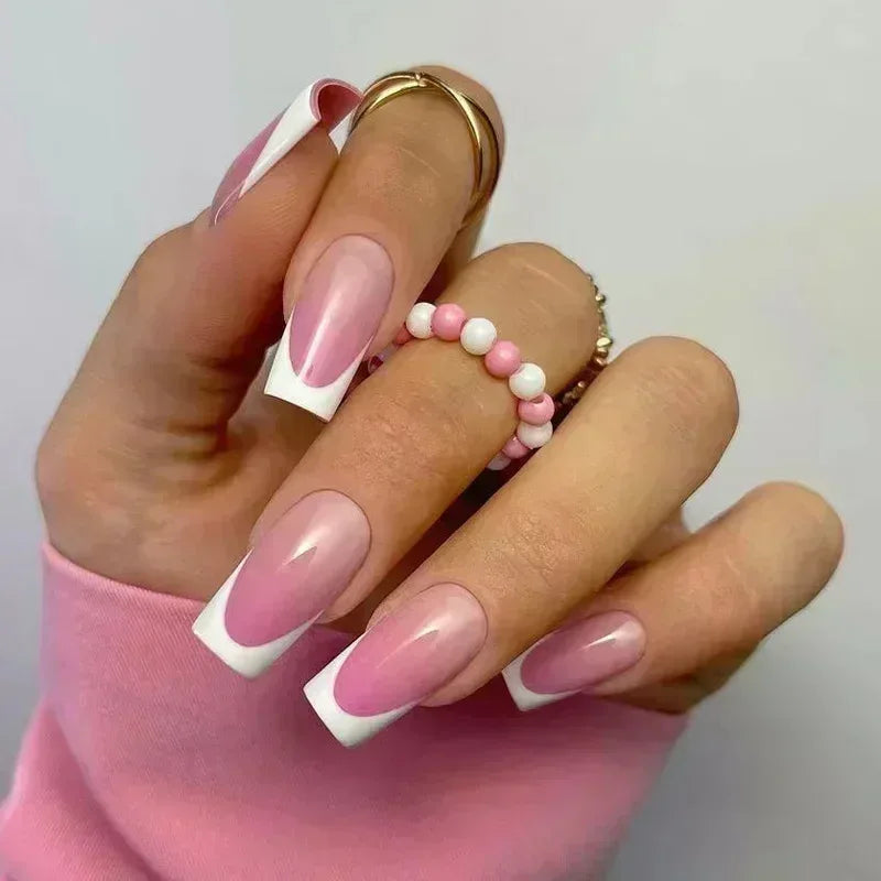 Romantic Red Lips Valentine's Day Wearable Fake Nails Frosted White Detachable Finished False Nails Press on Nails with Glue