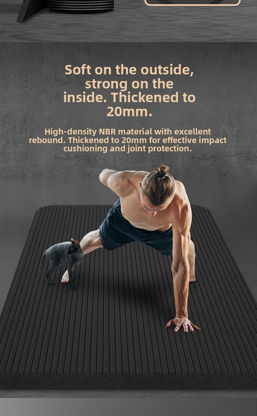 Men's Yoga Mat 20mm Thiened Lengthened And Widened Non-Slip Fitn Exercise Equipment Pure Color Nbr Material Yoga Pad