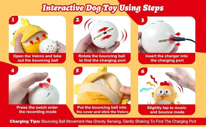 Interactive Dog Toy, Squeaky Moving Ball Toy with Jumping & Music Modes, Rechargeable Plush Chew Cute Pet Cat Dog Toys