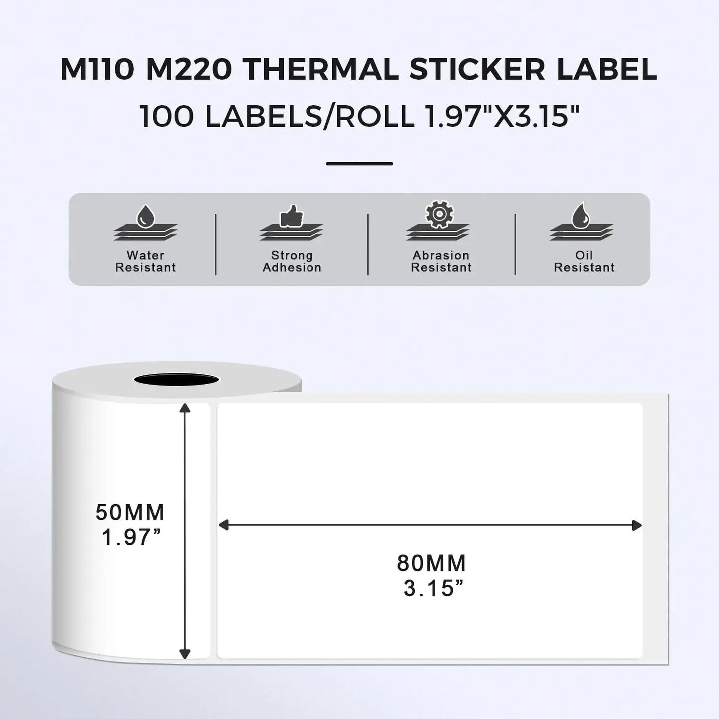 Durable 50x80mm Circle Thermal Paper - Phomemo M110 Printer Compatible Stickers