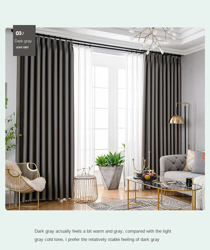 Light Luxury High Grade Bedroom High Blackout Curtain Ins Style Living Room Curtains Green Natural Solid Color Thickened Drapes