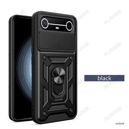 Slide Camera Cover for Tecno Spark Slim 4G Pova Slim 5G Case Ring Kickstand Holder Full Protective Shockproof Phone Capa Funda