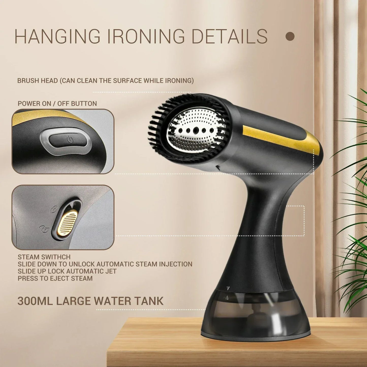 1500W Handheld Steam Iron Fast-Heat Garment Steamer Foldable Ironing Machine Household Electric Fabric Steamer for Home Travel