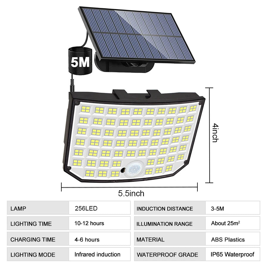 Solar Outdoor Motion Sensor Lights 348/328 LED Security Flood Wall Lamp Remote Control 270° IP65 Waterproof Outdoor Lighting