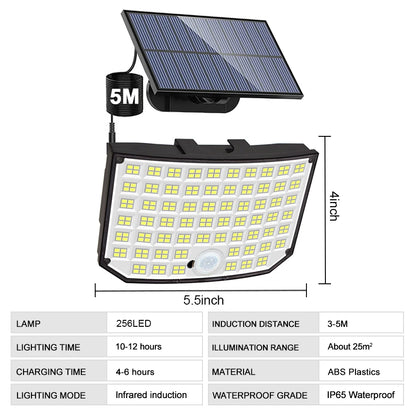 Solar Outdoor Motion Sensor Lights 348/328 LED Security Flood Wall Lamp Remote Control 270° IP65 Waterproof Outdoor Lighting