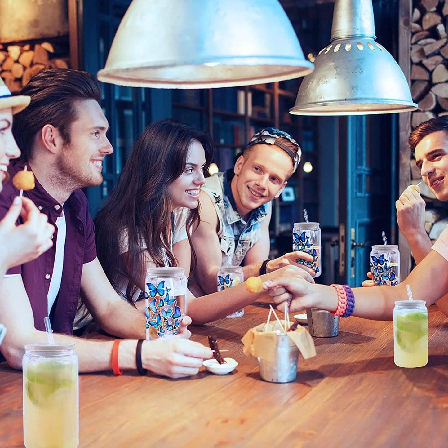 HTVRONT 8 Pack 16OZ Frosted/Clear Glass Sublimation Tumblers with Bamboo Lid Sublimate Tumbler Blanks DIY for Iced Coffee Cups