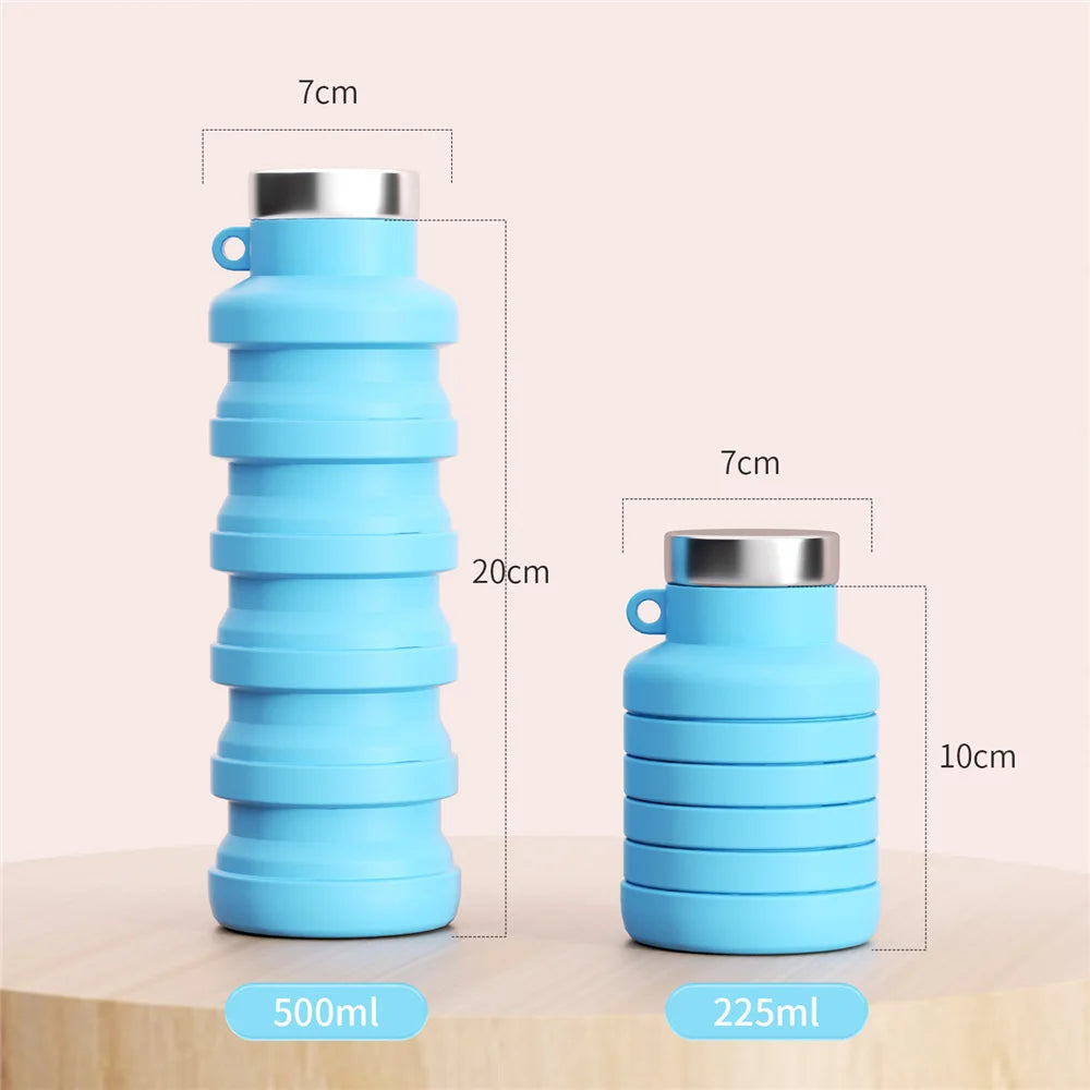 Collapsible Water Bottles Silicone Travel Foldable Portable Water Bottle Silicone Reusable Leakproof for Camping Hiking Cycling