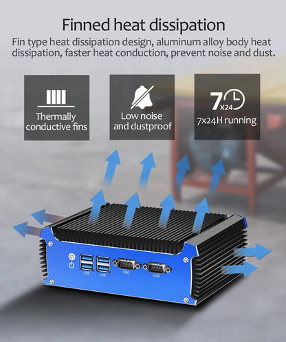 Fanless Industrial Mini PC Dual LAN 2*COM RS232 Core i5 5200U i3 5005U Celeron 2955U DDR3L WIFI Support Linux Ubuntu Computer