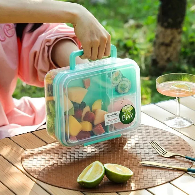 Portable Handle Design Double Layer Lunch Box Compartment Bento Boxes Students Toddler Bento Containers Outdoor Salad Picnic Box