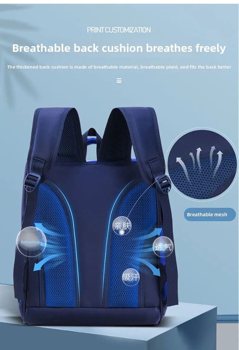 Lightweight Kids Backpack 1 3 6 Grade Spine Protection Reflective Space School Bag for Elementary Students