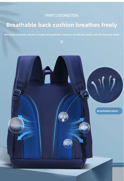 Lightweight Kids Backpack 1 3 6 Grade Spine Protection Reflective Space School Bag for Elementary Students
