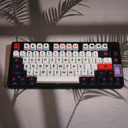 124key Unknown Totem Theme Keycaps Set PBT Side-engraved Translucent Keyboard Cap Cherry Profile Key Cap for Mechanical Keyboard