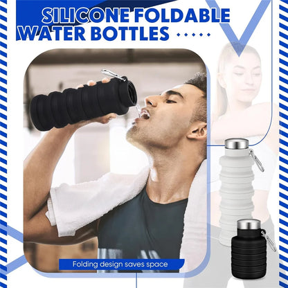 Collapsible Water Bottles Silicone Travel Foldable Portable Water Bottle Silicone Reusable Leakproof for Camping Hiking Cycling