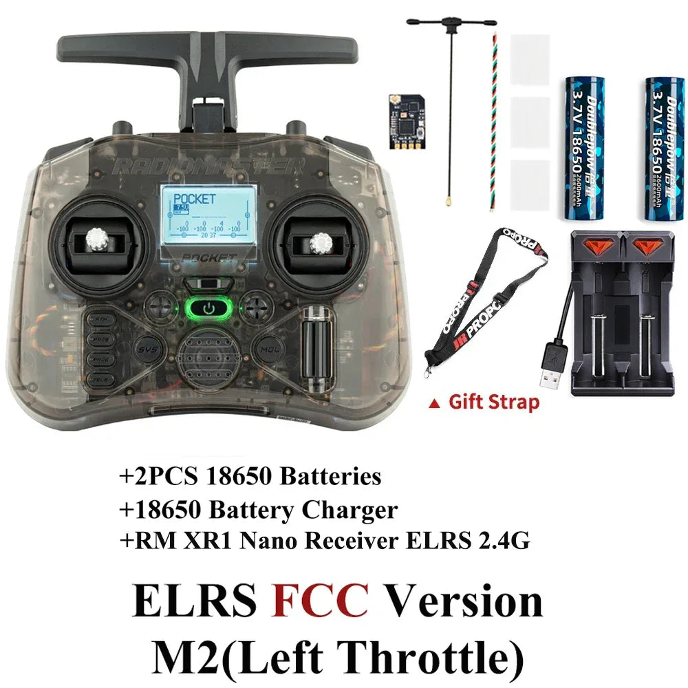 Radiomaster Pocket EdgeTX 2.4G Radio Controller FCC LBT (Mode2 Left-handed Throttle ) CC2500 / ELRS Hall Gimbal Transmitter