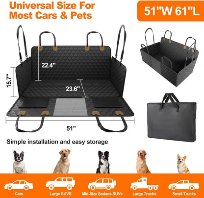 Back Seat Extender for Dogs Hammock for Car Back seat Dog Car Seat Cover with Hard Bottom Dog Car Seat Bed Supports 400lb