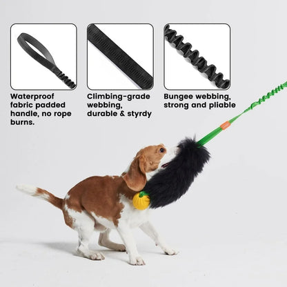 Dog Rope Toy Interactive Dog Bungee Chaser Toy with Rubber Ball Pet Tug Toy Sheepskin for Medium Large Dogs Exercise Outdoor