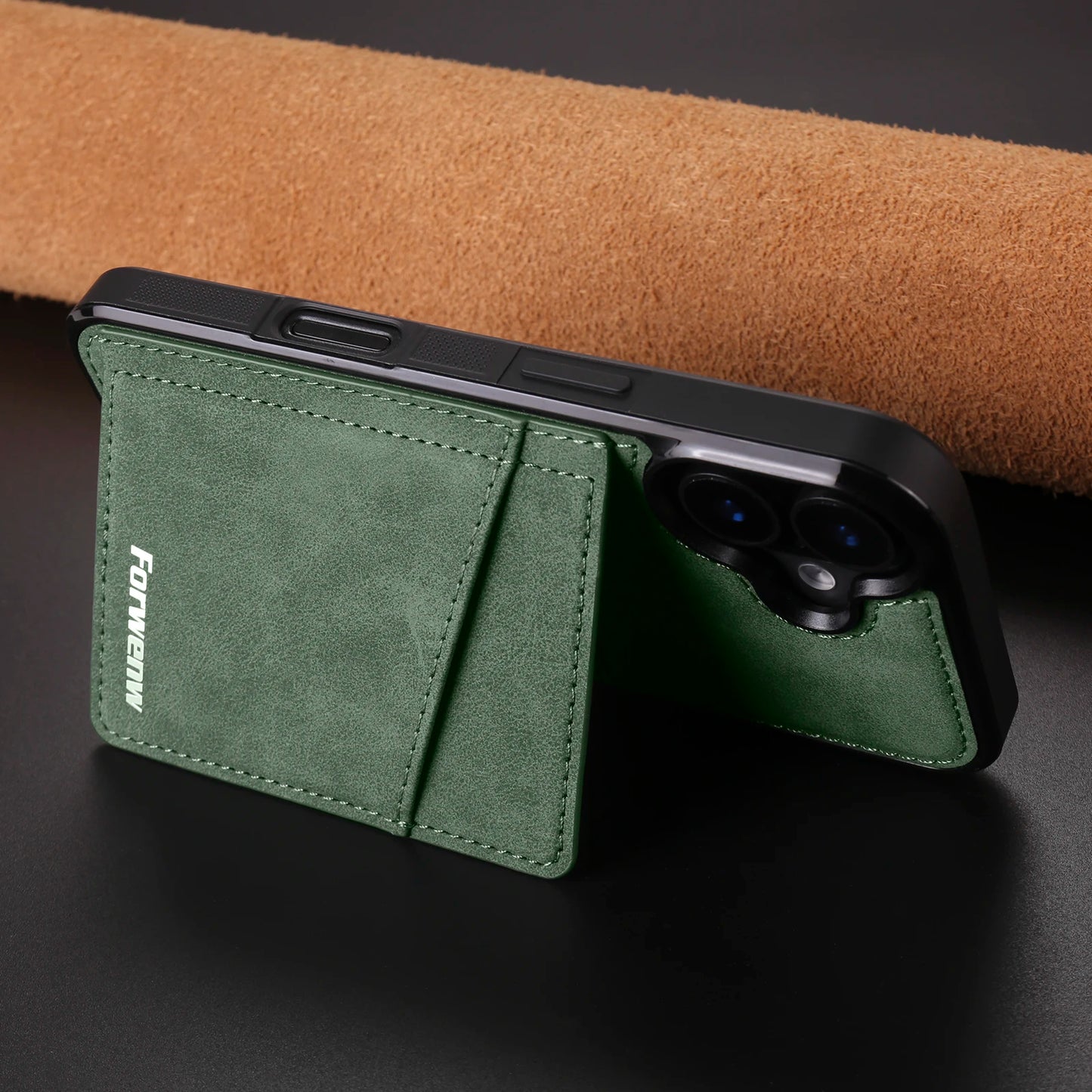 Business Flip Leather Case for iPhone 16 17 Air 16E 15 14 13 12 11 Pro Max Plus Mini Built-in Magnetic Wallet Card Phone Cover