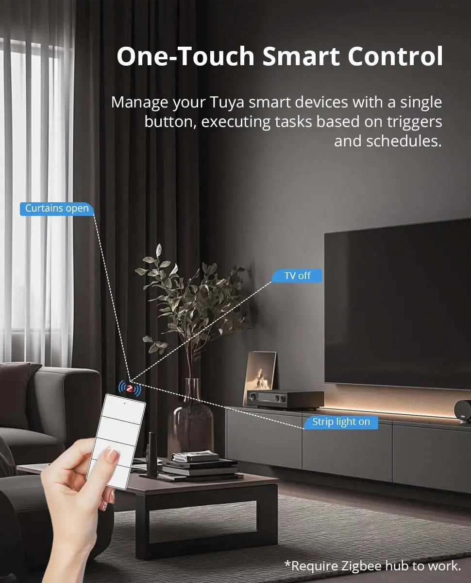 Zemismart Zigbee Wireless Switch,US Standard Scene Controller, Work with Tuya,Home Assistant, Homey, Hubitat,Smartthings