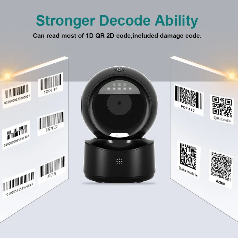 NETUM A5 2D Desktop Barcode Scanner, Omnidirectional Hands-Free Wired USB Big Barcode Reader 1D QR Screen Barcodes Scanning