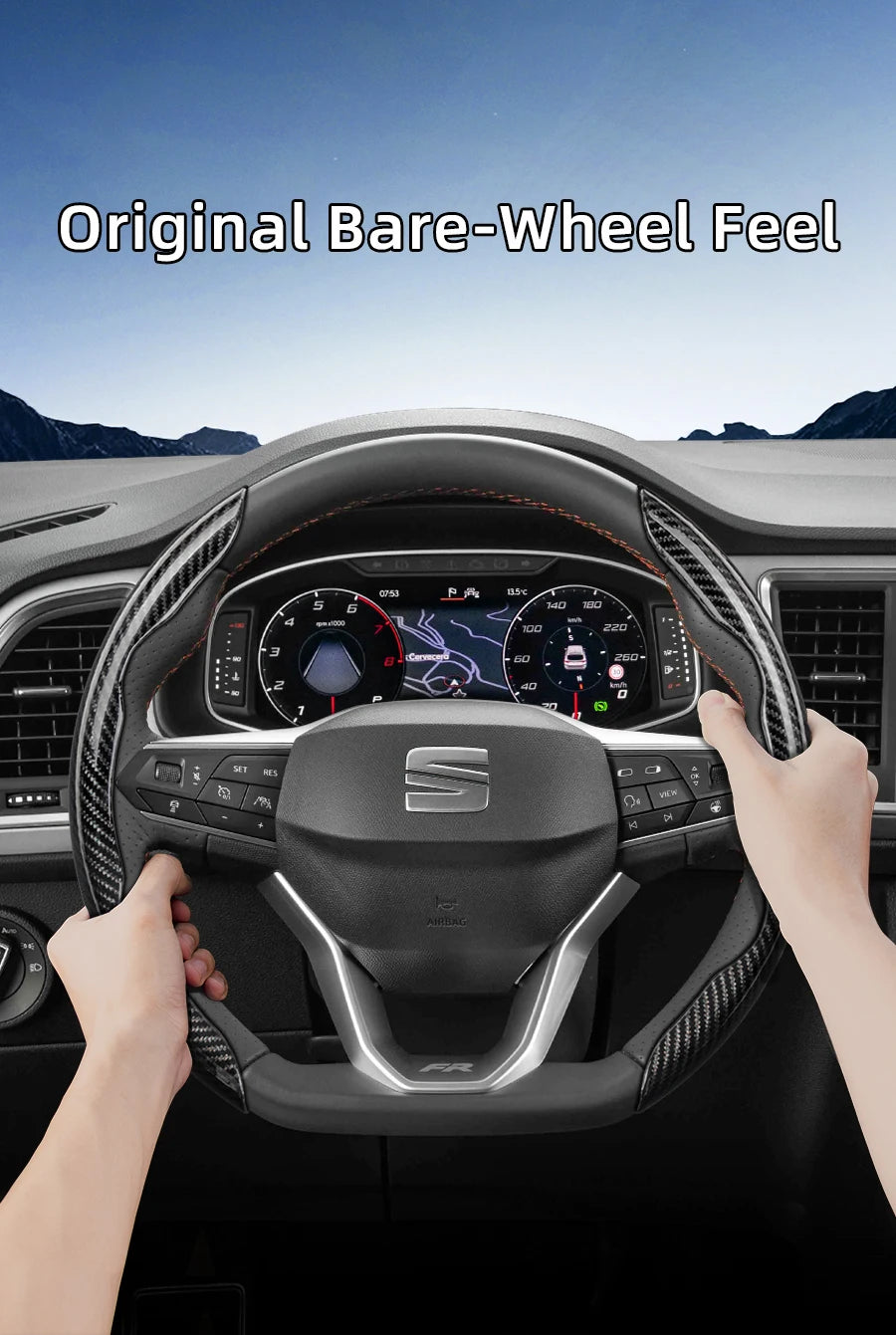 Suitable for Seat Carbon Fiber Texture Steering Wheel Cover with Segmented Quick-Release Design, Durable, for Models Such as Ibiza, Arona, Leon, Leon Sportstourer, Ateca, Etc., in Black, Blue, Red, Silver, and White by PDG ibma