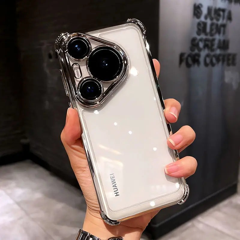 Case For Huawei Pura 80 Ultra 80 Pro plus Luxury Electroplating Transparent Four Corners Shockproof Back Cover For Huawei Pura80