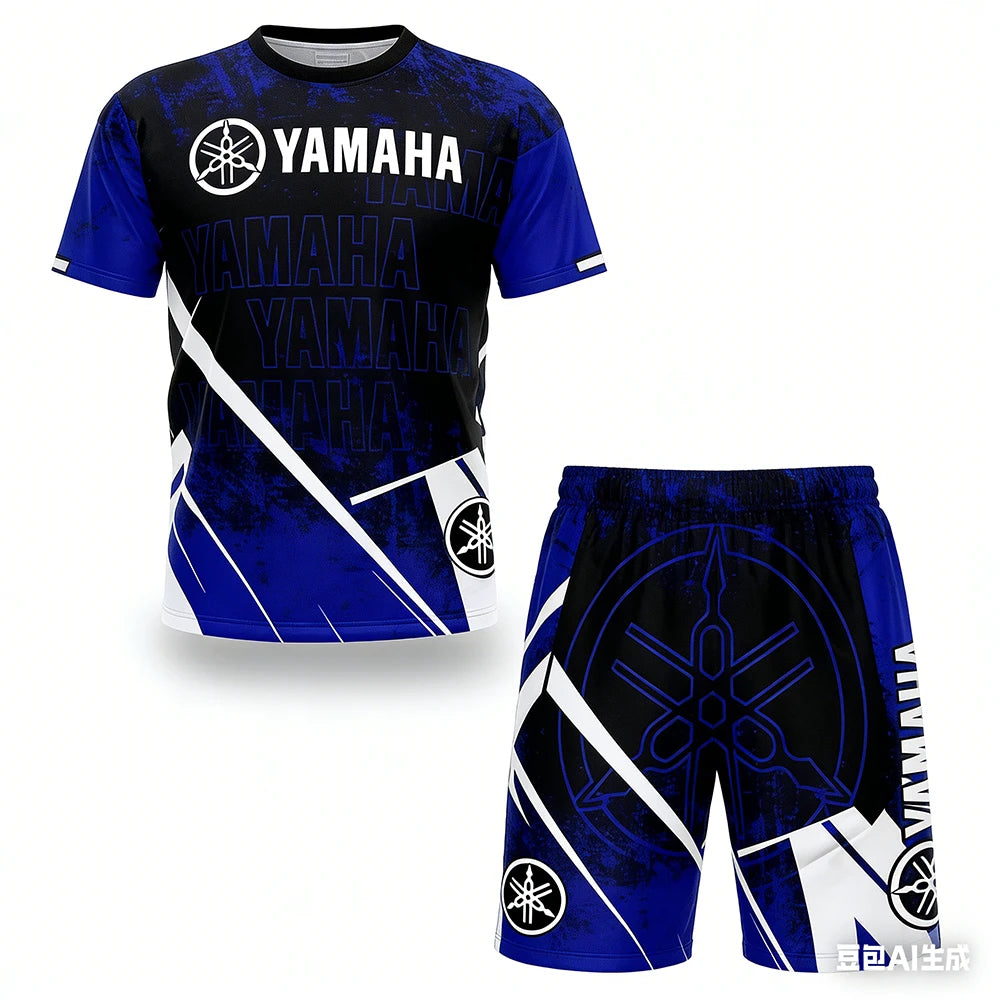 New Summer Yamaha Men's and Women's Motorcycle Riding T-shirt Set Loose Breathable Quick Drying Sports T-shirt Recommended for O