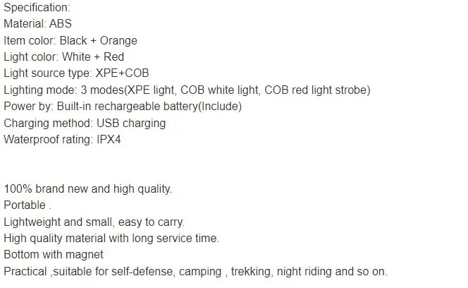 LED work light with magnet lighting maintenance flashlight Car Garage Lamp Mechanic charging COB car maintenance light with hook