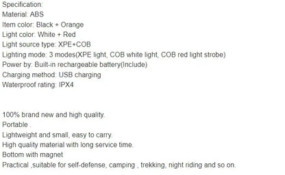 LED work light with magnet lighting maintenance flashlight Car Garage Lamp Mechanic charging COB car maintenance light with hook
